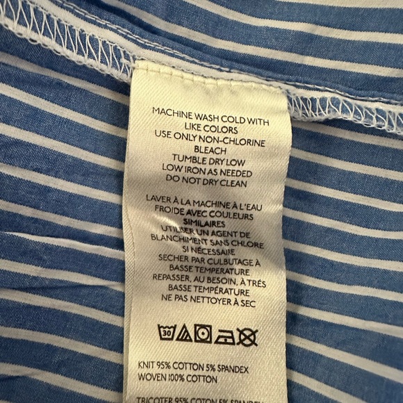 By Anthropologie Blue and White Striped Swing Top Ladies Large‎ NWT - Picture 6 of 8